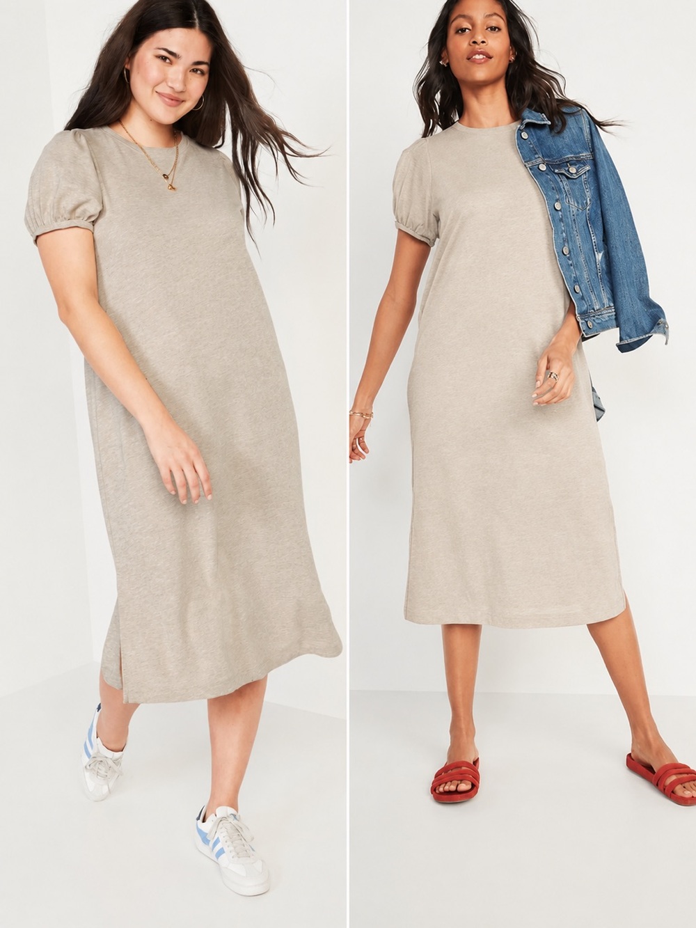 Old Navy Puff Sleeve Midi T Shirt Dress | XL